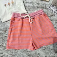 Sweatshort Stripe "rosa-neonorange" One Size