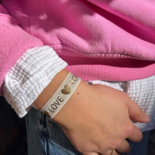 Elastisches Armband Love beige