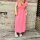 Maxi-Musselinkleid mit Volant "Streifen rosa-neonorange" One Size
