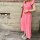Maxi-Musselinkleid mit Volant "Streifen rosa-neonorange" One Size