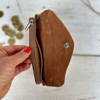 Leder-Portemonnaie L Velours cognac