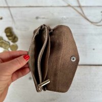 Leder-Portemonnaie L Velours nougat