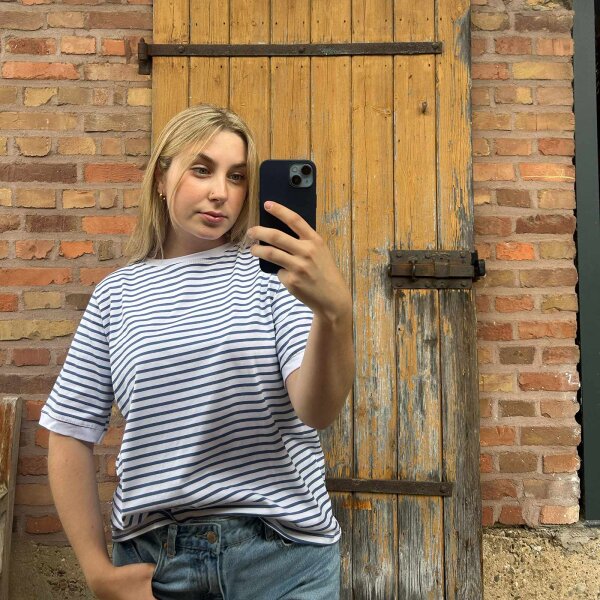 T-Shirt Stripe "weiß-jeansblau"