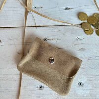 Leder-Portemonnaie S Velours taupe