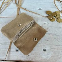 Leder-Portemonnaie S Velours taupe