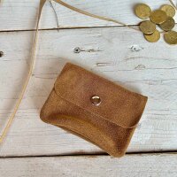 Leder-Portemonnaie S Velours cognac