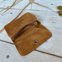 Leder-Portemonnaie S Velours cognac
