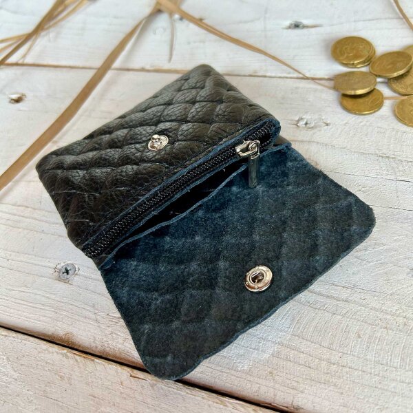 Leder-Portemonnaie S geflochten creme