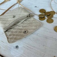 Leder-Portemonnaie S geflochten creme