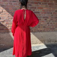 Maxi-Musselinkleid langarm "rot" One Size
