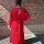 Maxi-Musselinkleid langarm "rot" One Size