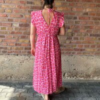 Maxi-Musselinkleid mit Volant "Leo rosa-pink-orange" One Size