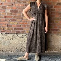 Maxi-Musselinkleid mit Volant "Leo braun" One Size