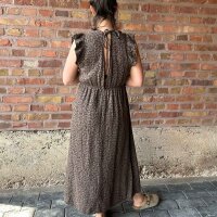 Maxi-Musselinkleid mit Volant "Leo braun" One Size