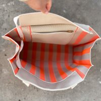 Shopper "Frida" Streifen beige-neonorange