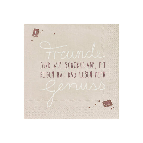 Cocktailserviette 25x25 "Freunde sind wie Schokolade" von Räder