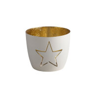 Windlicht Madras "Stern" weiß/gold von...