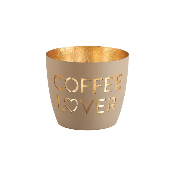 Windlicht Madras "Coffee lover" sandstone/gold von Giftcompany