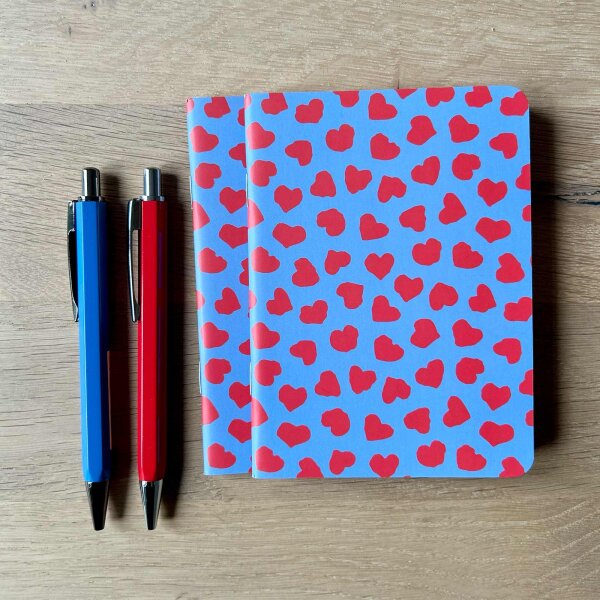 Heft A6 Pattern "Love blau" von Cedon