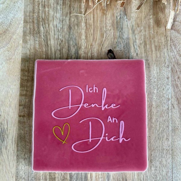 Bunte Fliese "Ich denke an Dich" von Yett