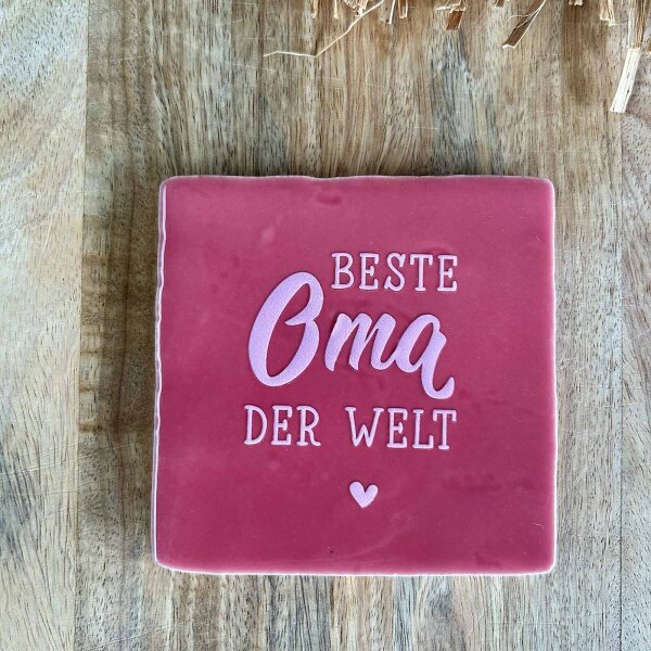 Bunte Fliese "Beste Oma der Welt" von Yett