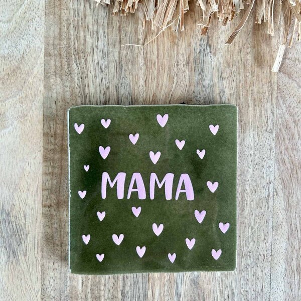 Bunte Fliese "Mama Herzchen" von Yett