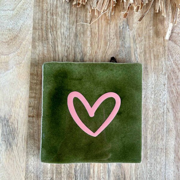 Bunte Fliese "Herz" grün/rosa von Yett