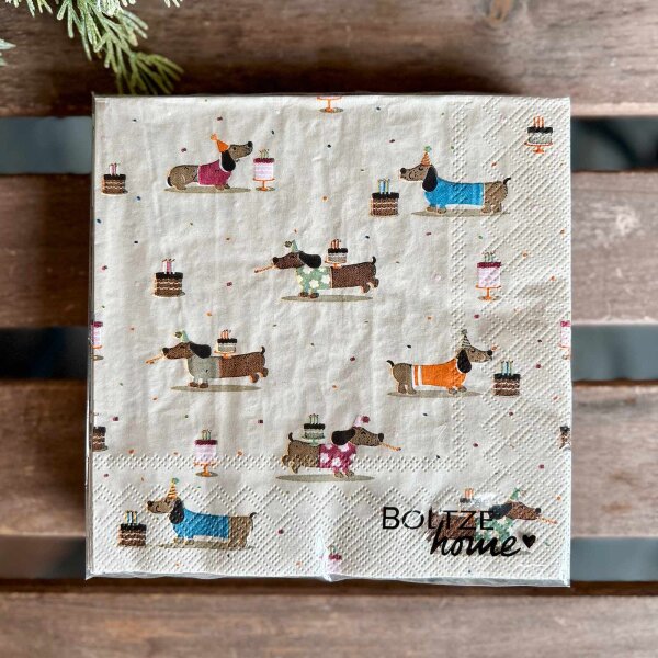 Serviette 33x33 "Dackel" von Boltze