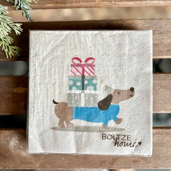 Serviette 33x33 "Dackel Geschenke" von Boltze