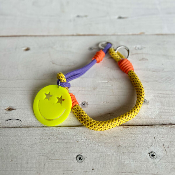 Schlüssel-/Handyband Smiley neongelb