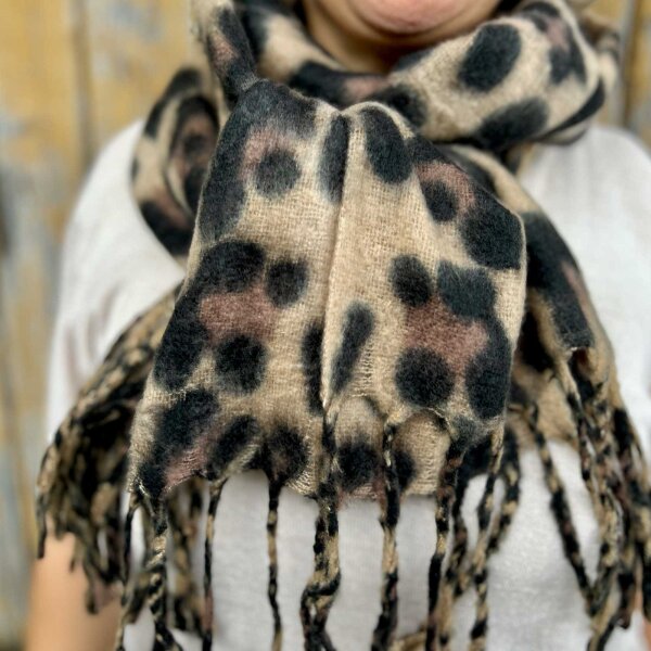 Schal "Leo" nougat-taupe-schwarz