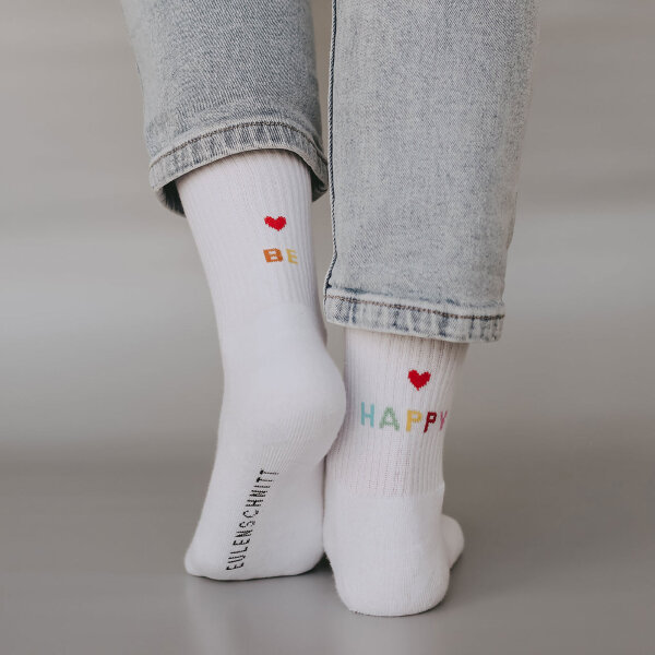 Socken "Be Happy" von Eulenschnitt 35-38