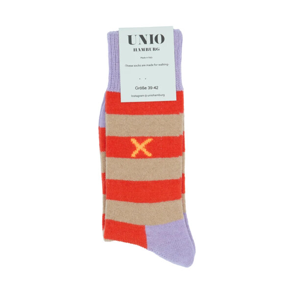 Socke Cosy lavender-orange-toast von Unio Hamburg