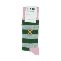 Socke Cosy rose-dark green-grey melange von Unio Hamburg...