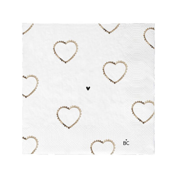 Servietten/Napkin "White/Hearts All-over" von Bastion Collections