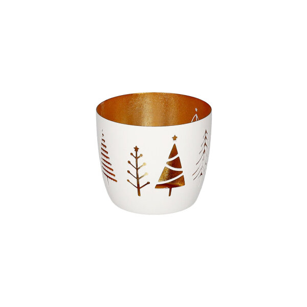 Windlicht Madras "Tannen" weiß/gold von Giftcompany