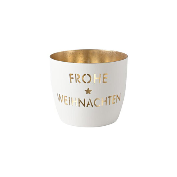 Windlicht Madras "Frohe Weihnachten" weiß/gold von Giftcompany