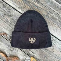 Strickmütze "Herz Leo" schwarz One Size