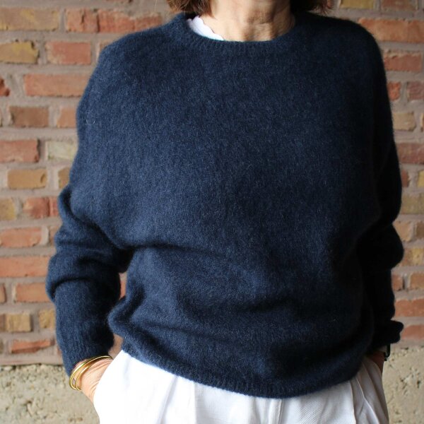 Mohair-Strickpulli "dunkelblau" One Size