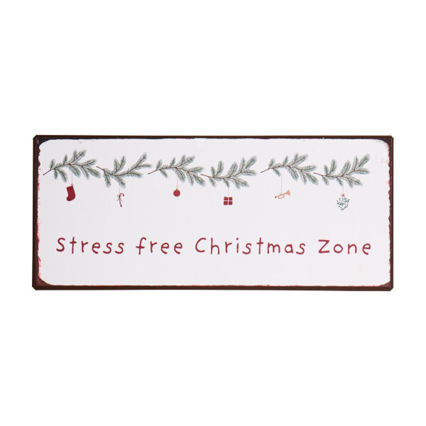 Metallschild "Stress free Christmas zone" von IB Laursen