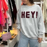 Sweatshirt "Hey" grau-bordeaux