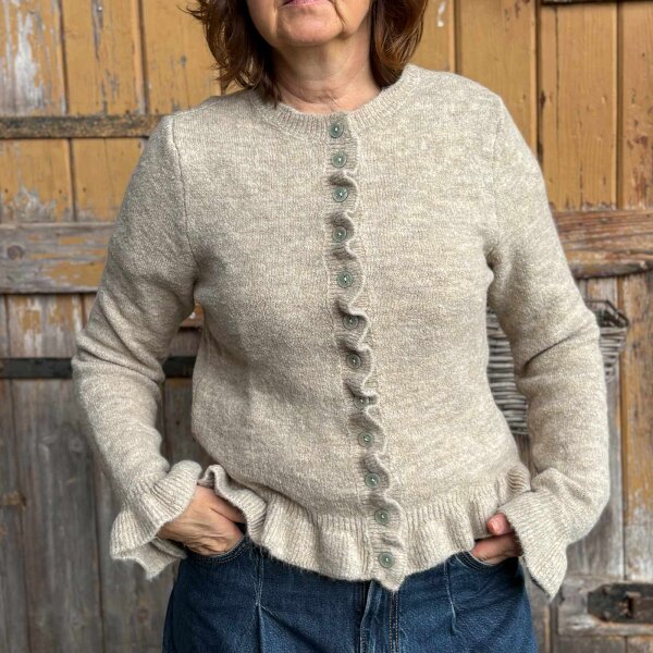 Strickjacke Rüsche "beige" One Size