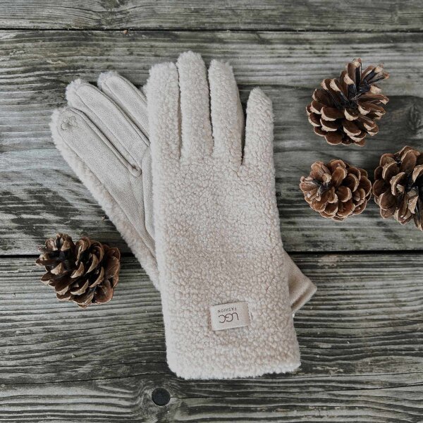 Fingerhandschuhe "Teddy" beige