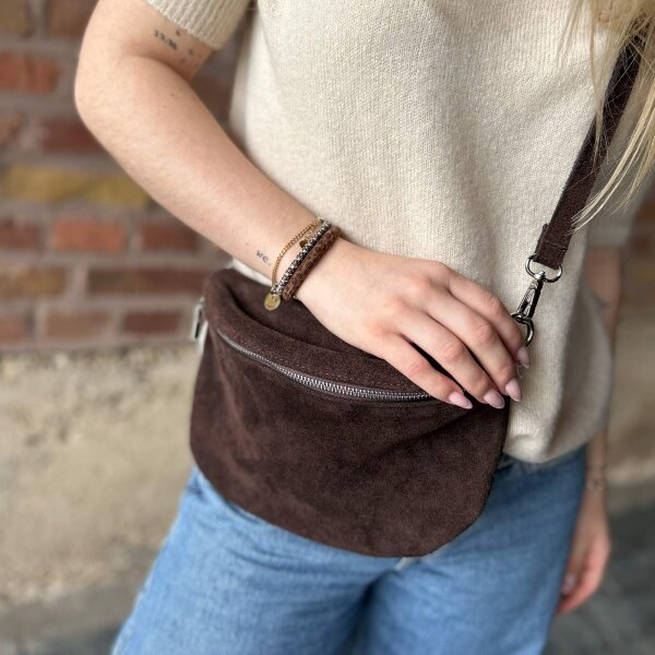 Hipbag "L" Velours dunkelbraun