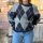 Rautenpullover dunkelblau-grau One Size