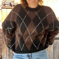 Rautenpullover braun-schwarz One Size
