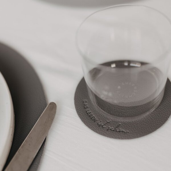 Untersetzer "Das Leben ist schön" 2er Set anthrazit/grau von Eulenschnitt