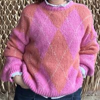 Rautenpullover pink-orange One Size