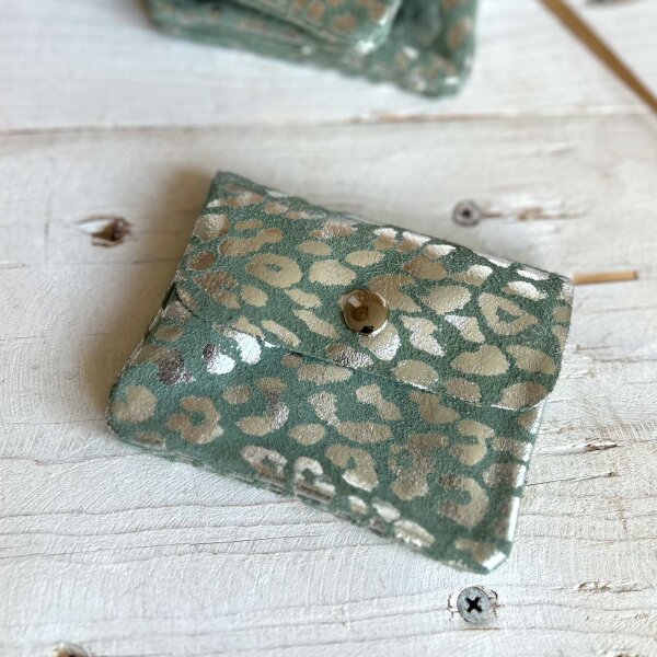 Leder-Portemonnaie S Leo stonegreen-silber