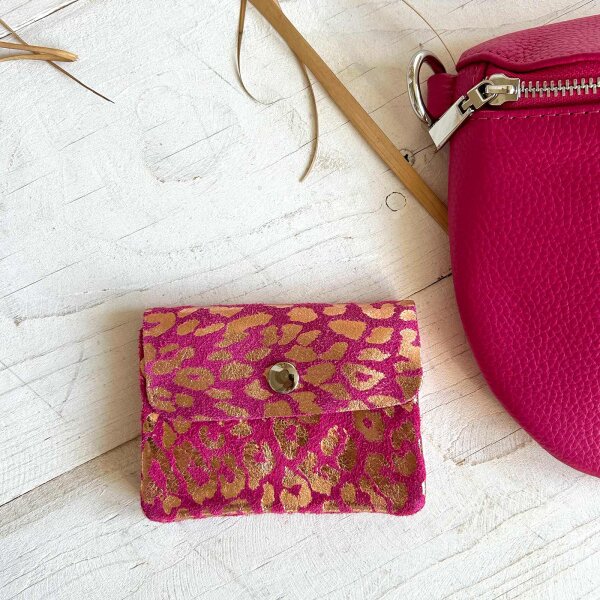 Leder-Portemonnaie S Leo pink-gold